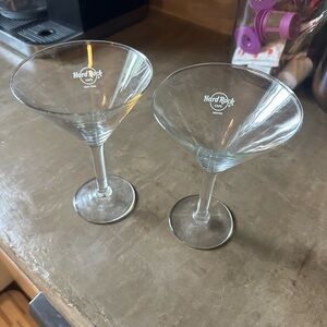Hard Rock Cafe Denver Transparent Martini Glass Pair